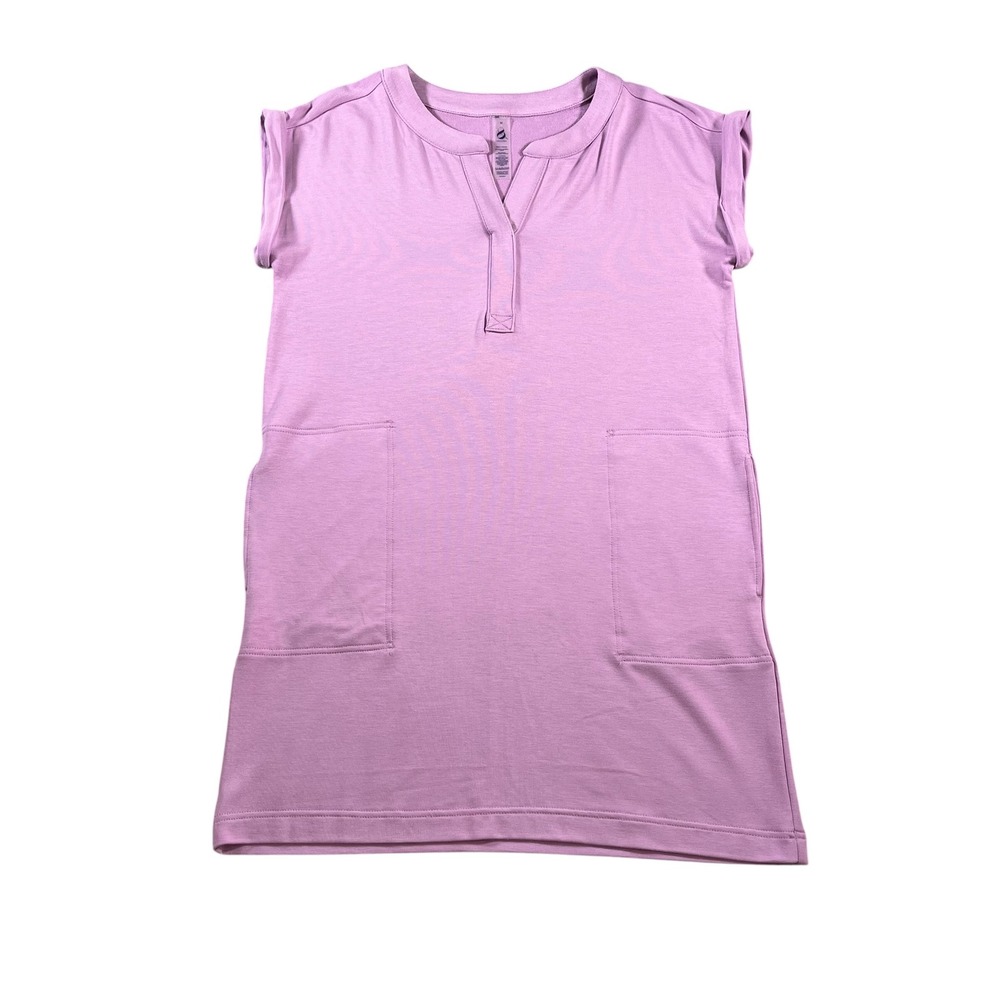 Lou & Grey Lavender Purple Signaturesoft Henley‎ Pocket Shift Dress Size Medium